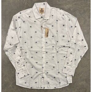 NWT Trend By FX Fusion Shirt Mens XL White Modern Fit Button Up Long Sleeve